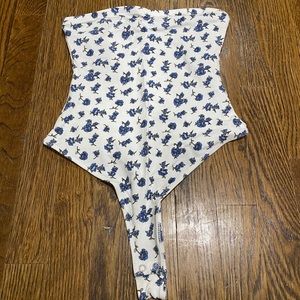 floral strapless body suit